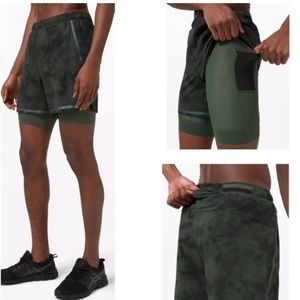 lululemon - surge lined short (green tidal dye)